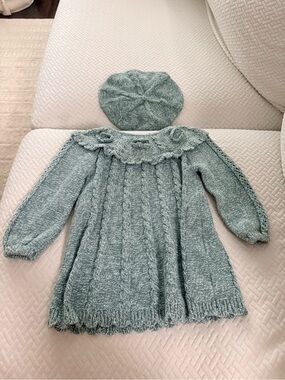 Cynthia Rowley Cozy Knit Dress & Beret Set - Teal Green